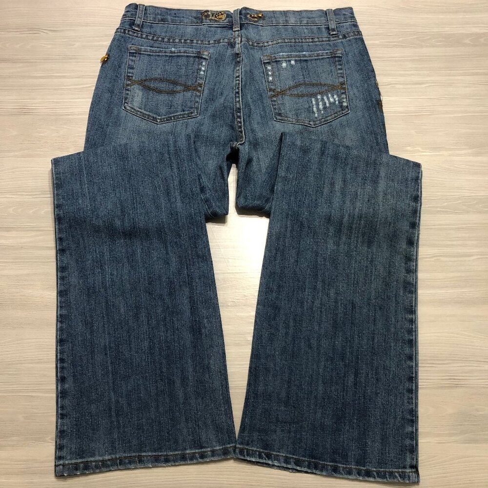 Clash Jeans USA Co Embroidered Faux Rhinestone Bootcut Blue Womens Jr Size 13 - Picture 3 of 15